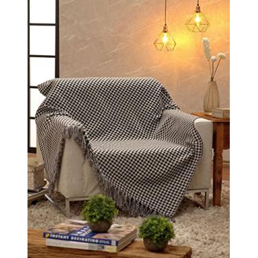 Imagem de Manta Para Sofá Dupla Face Jacquard Pied de Poule Preto/Branco