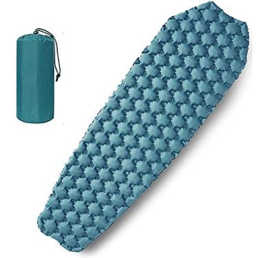 Imagem de GQYYS Tapete de dormir autoinflável, impermeável, colchão de acampamento, colchão de dormir, compacto e leve, inflável, cama de solteiro para uso ao ar livre, mochila, caminhada