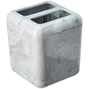 Imagem de Porta Escova Cube, 8,5 x 8,5 x 10,5 cm, Mármore Branco, Coza