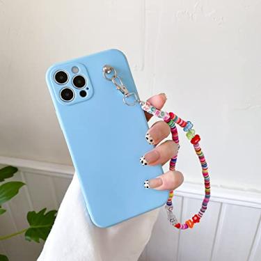 Imagem de Pulseira de contas com pingente de letra para iPhone 13 11 12 Pro Max XR XS X 7 8 Plus SE 2 Mini Corrente de Corrente prática Capa Bonita, Azul, para iPhone 7 Plus