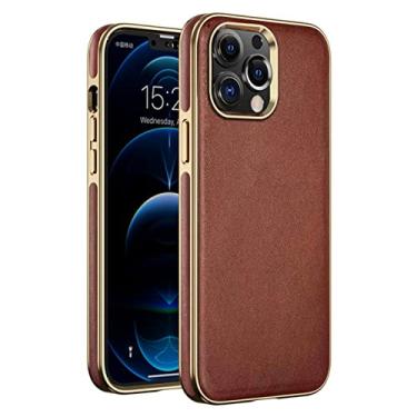 Imagem de Capa para iPhone 13 Mini/13/13 Pro/13 Pro Max, capa de telefone fina de couro premium à prova de choque leve, revestimento de TPU (poliuretano termoplástico), carregamento sem fio, marrom 1,13 Mini 5,4 polegadas