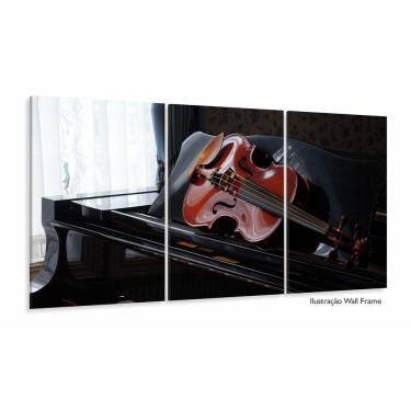 Imagem de Quadro Decorativo Piano E Violino Com Tela Em Tecido