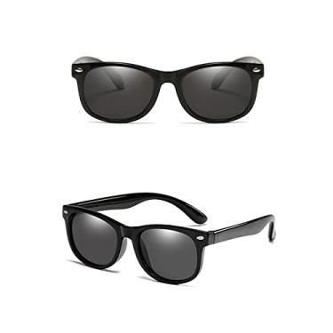 Imagem de Óculos De Sol Infantil Flexível Polarizado Unissex Criança Dobrável Com Proteção UV400 Cores Azul Amarelo Vermelho Rosa Preto Cinza (PRETO)