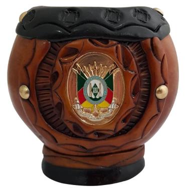 Imagem de Cuia Artesanal De Chimarrão Estilo Uruguaia Coquinho Gajeta Brasão