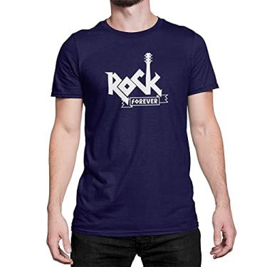 Imagem de Camiseta Camisa Rock Forever Masculino Azul Tamanho:G