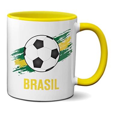 Imagem de Caneca Bola Futebol e Bandeira Brasil Presente Criativo (Amarela)