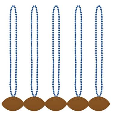 Imagem de Beistle 6 peças de colares de plástico para festa de futebol americano, lembrancinhas temáticas esportivas, 83,8 cm, azul/marrom