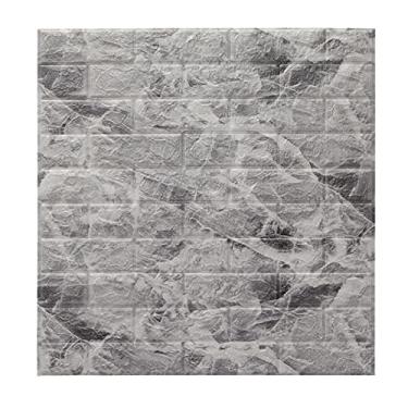 Imagem de Painéis de parede 3D, papel de parede 3D imprimível papel de parede adesivo 3D, revestimento de tijolos falsos de espuma à prova d'água autoadesivo para quarto, banheiro, cozinha, lareira de 7 cm x 7 m PCS