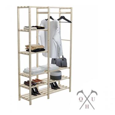 Imagem de Arara Dupla Para Lavanderia Em Madeira Pinus Closet