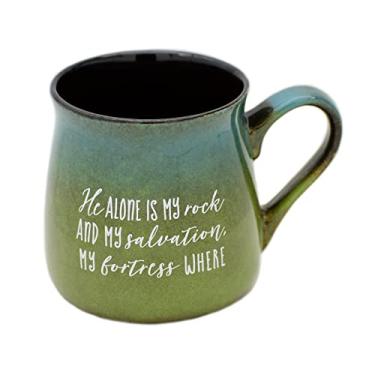 Imagem de Caneca de cerâmica com sopa, chá de café | Ele sozinho é minha pedra e minha salvação, minha fortaleza onde eu não vou ser sacudido Salmo 62: 6 | Caneca de designer de 473 ml com sentimento inspirador | Visual elegante de cerâmica