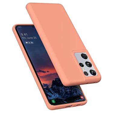 Imagem de E Segoi Capa projetada para Galaxy S21 Ultra, capa à prova de choque de borracha gel de silicone líquido, almofada de forro de pano de microfibra macia compatível com Galaxy S21 Ultra 5G de 6,8
