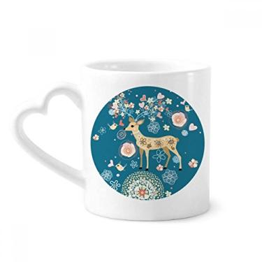 Imagem de Cervo Decoração Flor Azul Animal Caneca Café Cerâmica Copo Coração Vidro