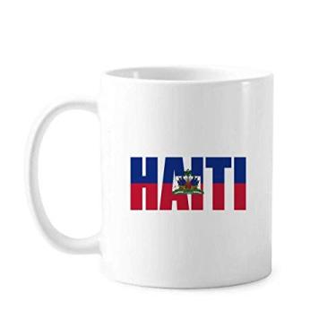 Imagem de Caneca com nome da bandeira do país do Haiti cerâmica xícara de porcelana de café louça