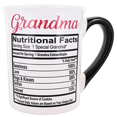 Imagem de Caneca de cerâmica Cottage Creek Grandma grande 453 ml Caneca de café Grandma/Etiqueta de comida Grandma Best Grandma Gifts [Branca]