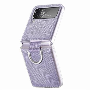 Imagem de Com suporte de anel capa de telefone móvel para Samsung Galaxy Z Flip4 Flip 3 Flip3 Flip 4 5G Capa anti-choque para Samsung Z Flip4 casos, roxo claro, para Samsung Z Flip 4