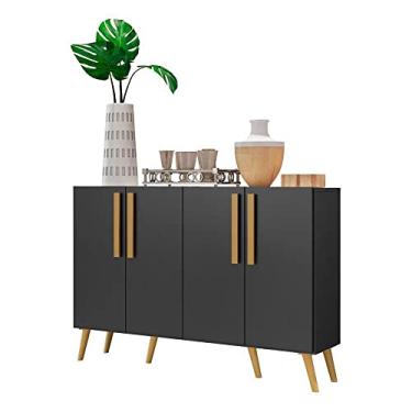 Imagem de Aparador Buffet 4 Portas com Pés Retrô Viena Multimóveis Preto/natural