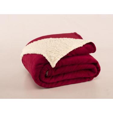 Imagem de Cobertor Casal Queen Mantinha Soft Plush Com Sherpa Vinho - R&A Decora