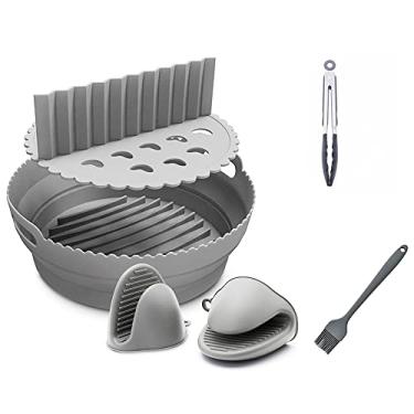 Imagem de Forros Reutilizáveis para Fritadeira, Acessórios para Fritadeira, Inserções de Silicone para Fritadeira para Bacon, Forno, Panela (Gray)