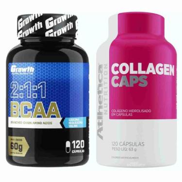 Imagem de Bcaa 120 Caps Growth + Colageno 120 Caps Atlhetica - Growth Supplement