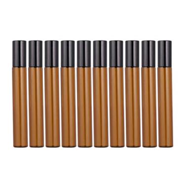 Imagem de FRCOLOR 10 frascos roll-on de 10 ml, frascos vazios de vidro âmbar recarregáveis, frascos de óleos essenciais (10 ml)