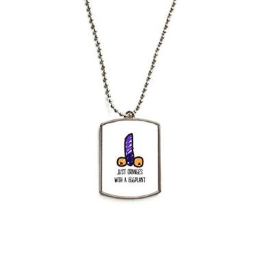 Imagem de DIYthinker Colar de animais de estimação com pingente de corrente de aço inoxidável divertido com desenho de berinjela Just Oranges with Eggplant