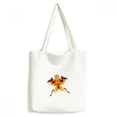 Imagem de Bolsa de lona com estampa de pipa de cultura tradicional chinesa bolsa de compras casual