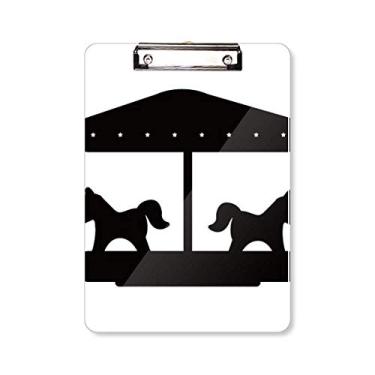 Imagem de Placa de apoio para bloco de diversões com silhueta de parque de diversões, carrossel preto A4