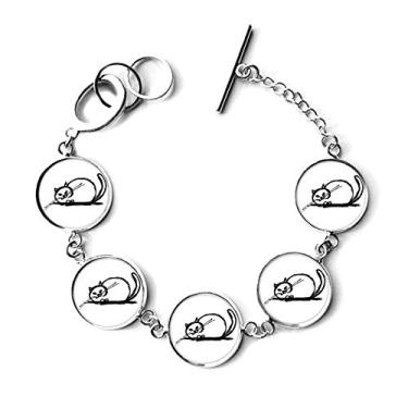 Imagem de DIYthinker Pulseira de linha louca de gato pesado encaracolado com pingente de corrente