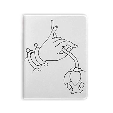 Imagem de Caderno budista com estampa simples de flores e pasta de goma