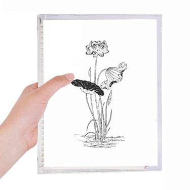 Imagem de Caderno de folhas soltas e brancas com flores de lótus para diário recarregável