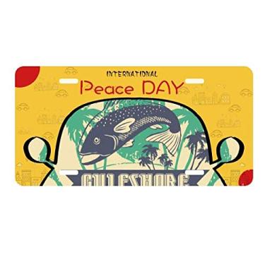 Imagem de DIYthinker Placa de licença tropical Fish Coconut com etiqueta para decoração de carro Dia da Paz