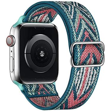 Imagem de Hoopyeecase Alongado Nylon Solo Loop pulseira de relógio Compatível com Apple Watch 42mm 44mm, Ajustar Alongamento Trançado Esporte Elásticos pulseira Compatível com iWatch Series 6/5/4/3/2/1 SE