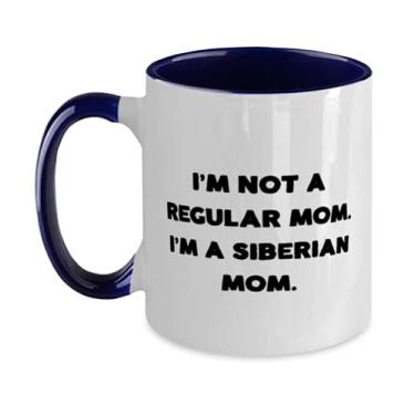 Imagem de Presentes baratos para gatos siberianos, I'm Not a Regular Mom I'm a Siberian Mom, Sarcástica Holiday Two Tone Caneca de 325 ml Presentes para amigos