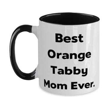 Imagem de Best Orange Tabby Mom Ever Caneca de dois tons 325 ml, copo de gato laranja Tabby, presentes divertidos para gato laranja