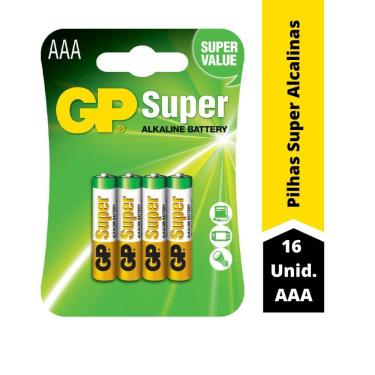 Imagem de 16 Pilhas Palito GP Batteries Super Alcalina AAA 1.5V 24A-C4
