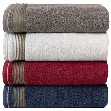 Imagem de Kit Com 4 Toalhas Banhão Gigante Alta Absorção Sublime 70x150cm - KIT 2 (Gris/Branco/Terracota/Azul)