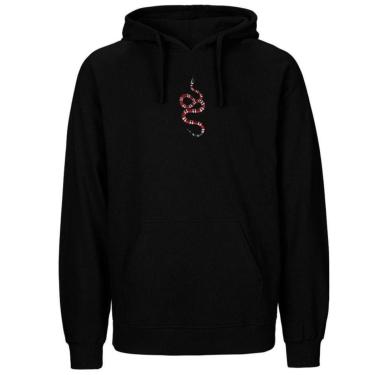 Imagem de Blusa De Moletom Frio Fechado Canguru Com Capuz Estampada Inverno Preta-Masculino