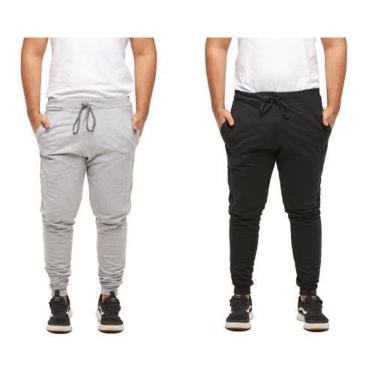 Imagem de KIT 02 Calças Moletom Masculina Jogger Slim Fit Básica Lisa M9-Masculino
