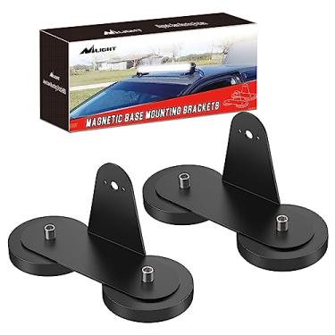 Imagem de Nilight 2 suportes de montagem de barra de luz LED de base magnética, suporte potente para montagem em barra de luz reta curvada montada na lateral no teto do capô, 2 anos de garantia