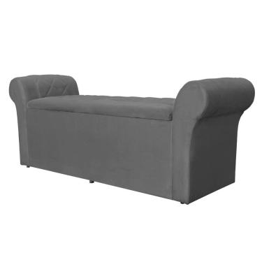 Imagem de Báu Calçadeira Cancun 195cm Suede Cinza - Vallisa Decor
