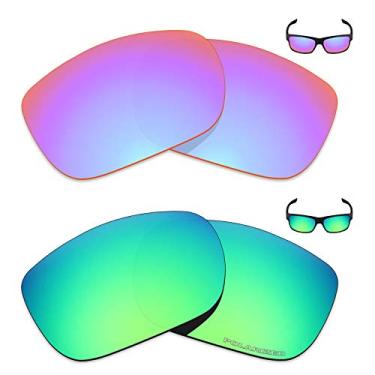 Imagem de Mryok+ 2 pares de lentes polarizadas de substituição para óculos de sol Oakley Two Face – Rosa cobalto/verde esmeralda