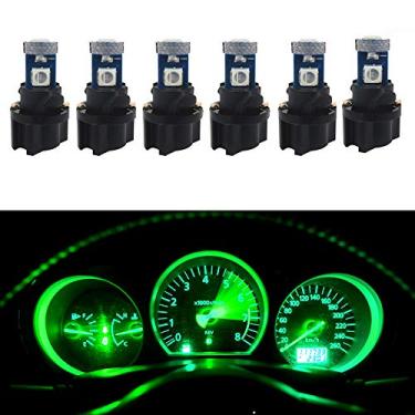 Imagem de WLJH 6 pçs T5 73 74 instrumento cluster indicador de mudança de painel 3-3030SMD 1,5W lâmpada LED com soquete de bloqueio de torção verde