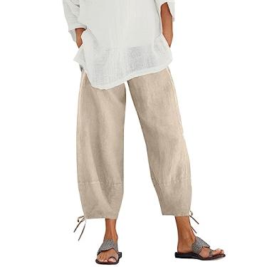 Imagem de Calças sociais formais masculinas calças largas com bolsos calças femininas confortáveis soltas casuais bolso de cintura alta, Bege, XXG
