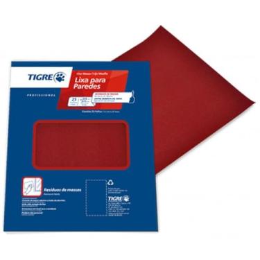 Imagem de Folha Lixa Massa Grão, Tigre 60800100, Vermelha, 100