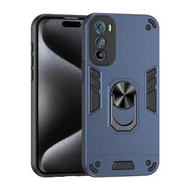 Imagem de Estojo Fino Compatible with Motorola Moto Edge 30 Phone Case with Kickstand & Shockproof Military Grade Drop Proof Protection Rugged Protective Cover PC Matte Textured Sturdy Bumper Cases (Size : Blu