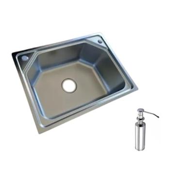 Imagem de Cuba Inox Cozinha Sobrepor Ou Embutir 60x45cm. + Dosador