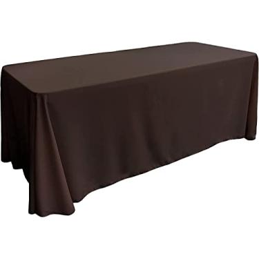 Imagem de LA Linen Toalha de mesa retangular lavável de popelina de poliéster, capa de mesa resistente a manchas e rugas 90x132, pano de mesa de tecido para jantar, cozinha, festa, feriado 227 x 332 cm, marrom