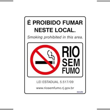 Imagem de Placa De Sinalização É Proibido Fumar Neste Local Rio Sem Fumo 20x25 Ekomunike - P-5/4 F9e