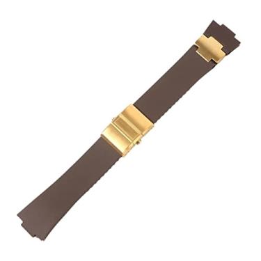 Imagem de BRART Pulseira de relógio pulseira de silicone para Ulysse-Nardin Marine borracha impermeável pulseira de relógio esportes 25 * 12 mm relógios masculinos esporte (cor: marrom rgold conjunto-01,