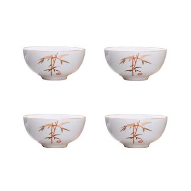 Imagem de Conjunto de 4 xícaras de degustação de chá chinês, 60 g de porcelana branca para cerimônia de chá de Gongfu (bambu)